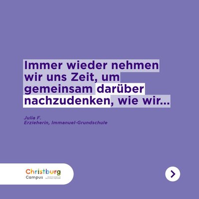 😃❓ Was begeistert dich an deiner Arbeit besonders?
Wir haben eine Erzieherin im Hort unserer Immanuel-Grundschule in...